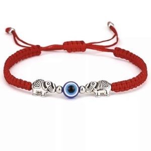 Elephants red hand-woven bracelet adjustable